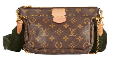 Multi Pochette Accessoires, &pound;1,100, Handbags, Brown/Green, Coated Canvas, Front view